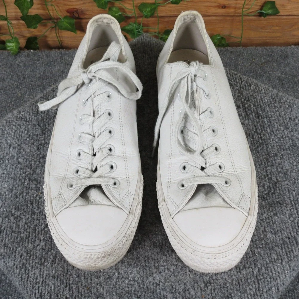Converse Chuck Taylor All Star Mens Low Top Sneaker Size 12 Casual White Leather - Picture 3 of 9